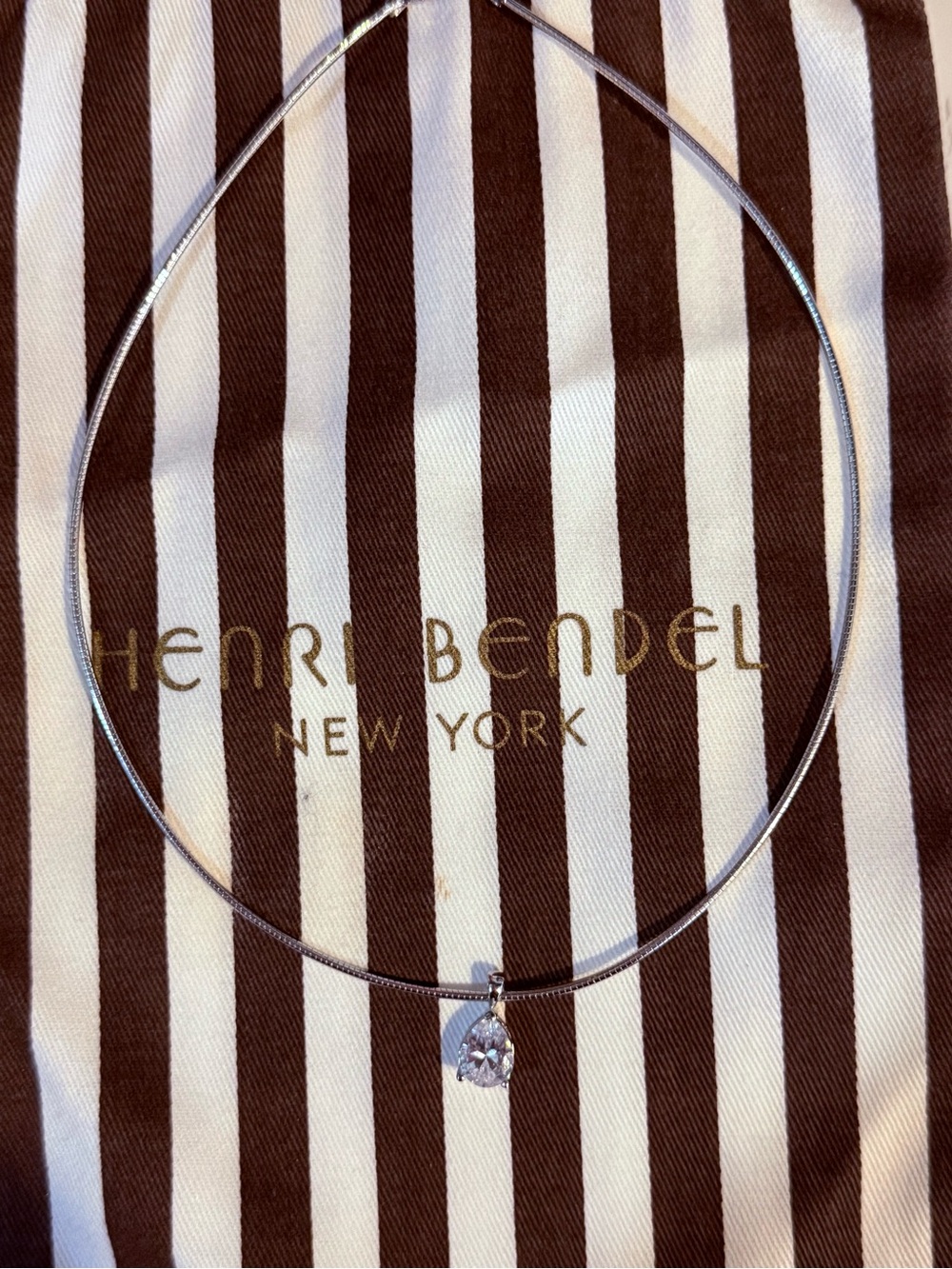 henri bendel silver tone cubic zirconia teardrop necklace